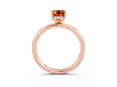 Rose gold Emerald Cut Citrine Solitaire Ring with Thin Band and Four-Prong Setting_15