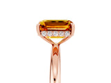Rose gold Emerald Cut Citrine Solitaire Ring with Thin Band and Four-Prong Setting_17