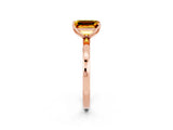 Rose gold Emerald Cut Citrine Solitaire Ring with Thin Band and Prong Setting_14