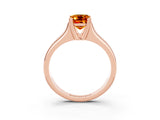 Rose gold Emerald Cut Citrine Solitaire Ring with Wide Band and Prong Setting_3