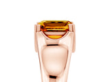 Rose gold Emerald Cut Citrine Solitaire Ring with Wide Band and Prong Setting_5
