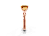 Rose gold Emerald Cut Citrine Solitaire Twist Band Prong Setting Ring_49