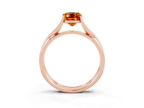 Rose gold Emerald Cut Citrine Solitaire Twist Band Prong Setting Ring_51