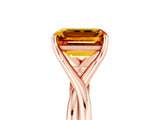 Rose gold Emerald Cut Citrine Solitaire Twist Band Prong Setting Ring_53