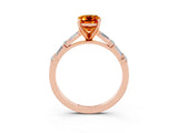 Rose gold Emerald Cut Citrine Solitaire with Side Baguettes and Channel Set Band_3