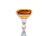 Rose gold Emerald Cut Citrine Solitaire with Side Stones on a Pavé Band and Four-Prong Setting_5