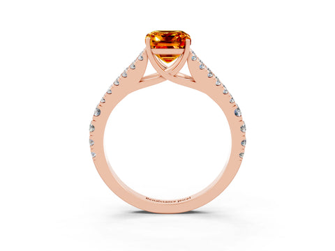 Rose gold Emerald Cut Citrine Split Shank Pavé Engagement Ring with Four-Prong Setting_27