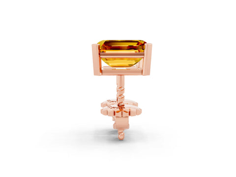 Rose gold Emerald Cut Citrine Stud Earrings_20