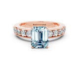 Rose gold Emerald Cut Cut Channel Set Diamond Engagement Ring with Four-Prong Setting