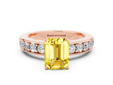 Rose gold Emerald Cut Cut Channel Set Diamond Engagement Ring with Four-Prong Setting