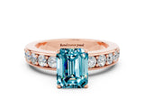 Rose gold Emerald Cut Cut Channel Set Diamond Engagement Ring with Four-Prong Setting