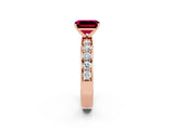 Rose gold Emerald Cut Cut Channel Set Diamond Engagement Ring with Four-Prong Setting_2