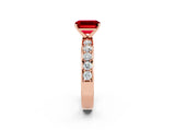 Rose gold Emerald Cut Cut Channel Set Diamond Engagement Ring with Four-Prong Setting_2