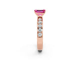 Rose gold Emerald Cut Cut Channel Set Diamond Engagement Ring with Four-Prong Setting_2