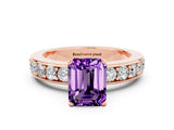 Rose gold Emerald Cut Cut Channel Set Diamond Engagement Ring with Four-Prong Setting