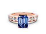 Rose gold Emerald Cut Cut Channel Set Diamond Engagement Ring with Four-Prong Setting