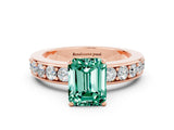 Rose gold Emerald Cut Cut Channel Set Diamond Engagement Ring with Four-Prong Setting