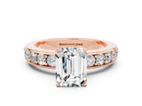 Rose gold Emerald Cut Cut Channel Set Diamond Engagement Ring with Four-Prong Setting