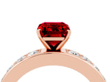 Rose gold Emerald Cut Cut Channel Set Diamond Engagement Ring with Four-Prong Setting_4
