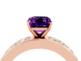 Rose gold Emerald Cut Cut Channel Set Diamond Engagement Ring with Four-Prong Setting_4