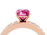 Rose gold Emerald Cut Cut Channel Set Diamond Engagement Ring with Four-Prong Setting_4