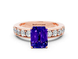 Rose gold Emerald Cut Cut Channel Set Diamond Engagement Ring with Four-Prong Setting