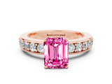 Rose gold Emerald Cut Cut Channel Set Diamond Engagement Ring with Four-Prong Setting