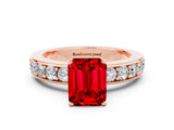 Rose gold Emerald Cut Cut Channel Set Diamond Engagement Ring with Four-Prong Setting