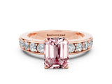 Rose gold Emerald Cut Cut Channel Set Diamond Engagement Ring with Four-Prong Setting