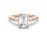Rose gold Emerald Cut Cut Channel Set Solitaire Engagement Ring with Four-Prong Setting