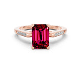 Rose gold Emerald Cut Cut Channel Set Solitaire Engagement Ring with Four-Prong Setting