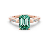 Rose gold Emerald Cut Cut Channel Set Solitaire Engagement Ring with Four-Prong Setting