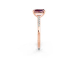 Rose gold Emerald Cut Cut Channel Set Solitaire Engagement Ring with Four-Prong Setting_2