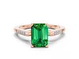 Rose gold Emerald Cut Cut Channel Set Solitaire Engagement Ring with Four-Prong Setting