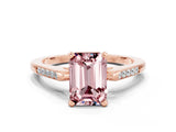 Rose gold Emerald Cut Cut Channel Set Solitaire Engagement Ring with Four-Prong Setting