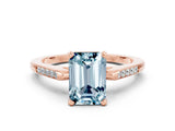 Rose gold Emerald Cut Cut Channel Set Solitaire Engagement Ring with Four-Prong Setting