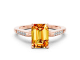 Rose gold Emerald Cut Cut Channel Set Solitaire Engagement Ring with Four-Prong Setting