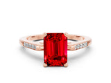 Rose gold Emerald Cut Cut Channel Set Solitaire Engagement Ring with Four-Prong Setting