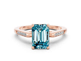 Rose gold Emerald Cut Cut Channel Set Solitaire Engagement Ring with Four-Prong Setting