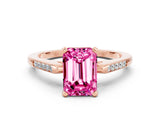 Rose gold Emerald Cut Cut Channel Set Solitaire Engagement Ring with Four-Prong Setting