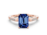 Rose gold Emerald Cut Cut Channel Set Solitaire Engagement Ring with Four-Prong Setting