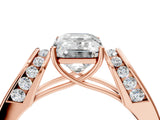 Rose gold Emerald Cut Cut Diamond Channel Set Solitaire Ring with Four-Prong Setting_7