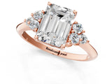 Rose gold Emerald Cut Cut Diamond Cluster Ring with Solitaire Band and Four-Prong Setting_16