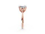 Rose gold Emerald Cut Cut Diamond Cluster Ring with Solitaire Band and Four-Prong Setting_17