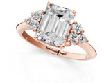 Rose gold Emerald Cut Cut Diamond Cluster Ring with Solitaire Band and Four-Prong Setting_4