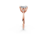 Rose gold Emerald Cut Cut Diamond Cluster Ring with Solitaire Band and Four-Prong Setting_5