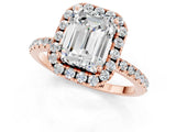 Rose gold Emerald Cut Cut Diamond Floral Halo Engagement Ring with Pavé Band and Prong Setting_1