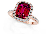 Rose gold Emerald Cut Cut Diamond Floral Halo Engagement Ring with Pavé Band and Prong Setting_1
