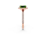 Rose gold Emerald Cut Cut Diamond Floral Halo Engagement Ring with Pavé Band and Prong Setting_2