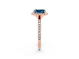 Rose gold Emerald Cut Cut Diamond Floral Halo Engagement Ring with Pavé Band and Prong Setting_2